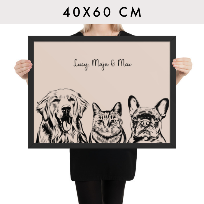 Personalisiertes Haustierportrait nach Fotovorlage - Pencil Art 40x60 cm / 3 / nur Poster - Mimi & Filou