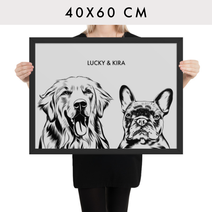 Personalisiertes Haustierportrait nach Fotovorlage - Pencil Art 40x60 cm / 2 / nur Poster - Mimi & Filou