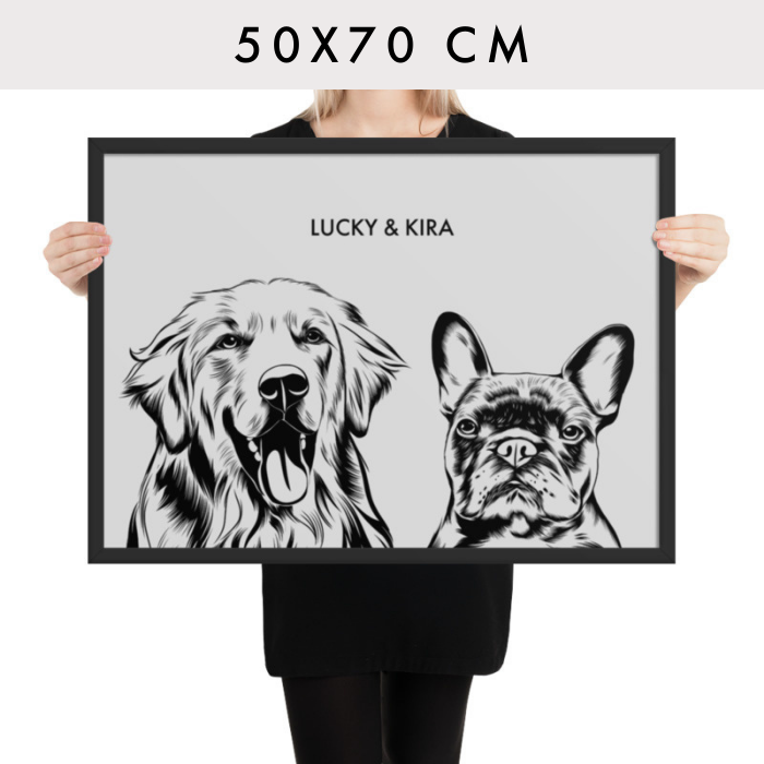 Personalisiertes Haustierportrait nach Fotovorlage - Pencil Art 50x70 cm / 2 / nur Poster - Mimi & Filou