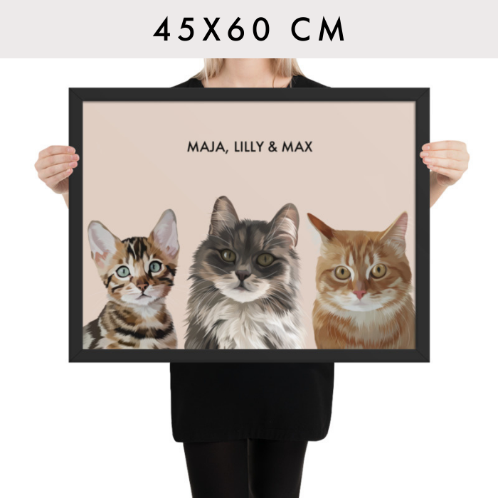 Personalisiertes Haustierportrait nach Fotovorlage - Modern Art 45x60 cm / 3 / nur Poster - Mimi & Filou