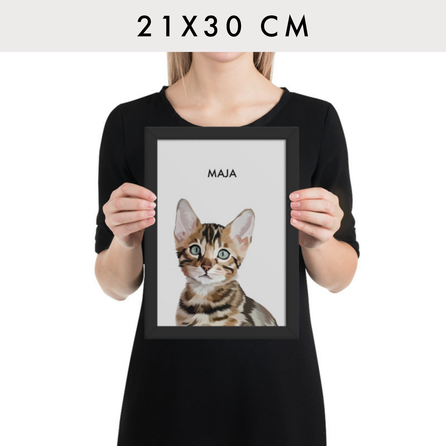 Personalisiertes Haustierportrait nach Fotovorlage - Modern Art 21x30 cm / 1 / mit Rahmen schwarz - Mimi & Filou