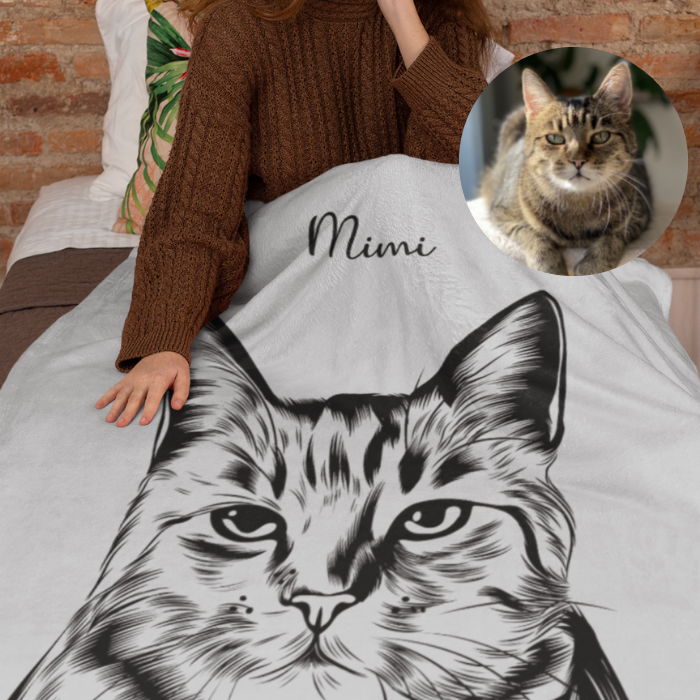Personalisierte Premium Decke nach Fotovorlage - Pencil Art - Mimi & Filou