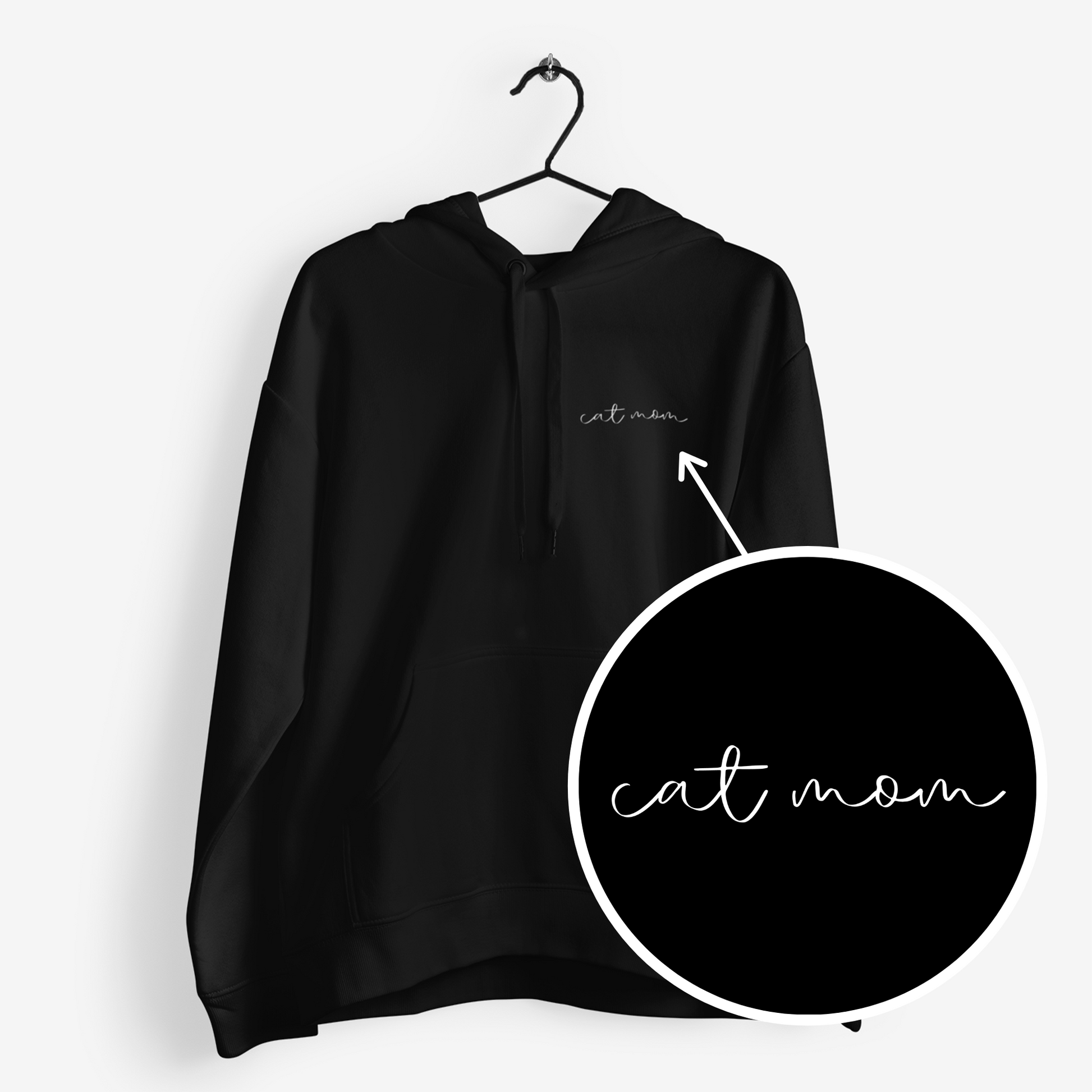 Hoodie Cat Mom Minimal Schwarz / XS - Mimi & Filou